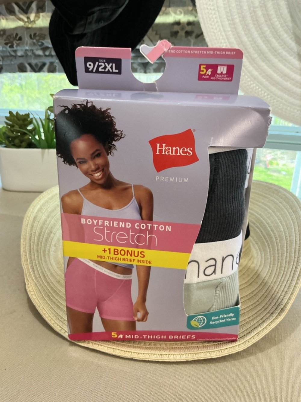 Hanes Premium Boyfriend Mid-Thigh Briefs - Pink & White